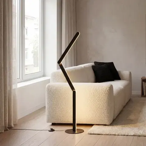 Stojace lampy Dizajnová stojaca lampa čierna vrátane LED s 3-stupňovým stmievaním - Gate