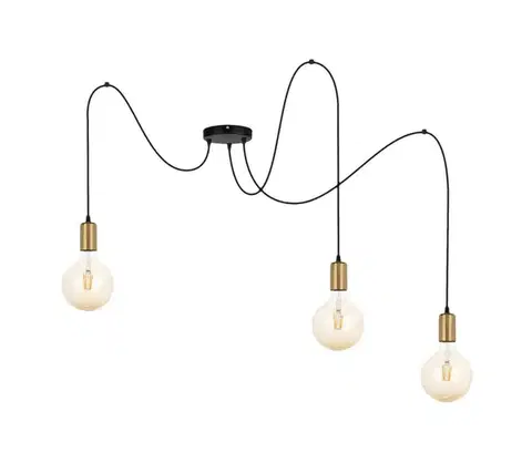 Svietidlá  Luster na lanku MIROS 3xE27/60W/230V pavúk čierna/zlatá 0259