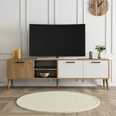 TV stolíky HANDYTV stolík na nožičkách, dub / biela