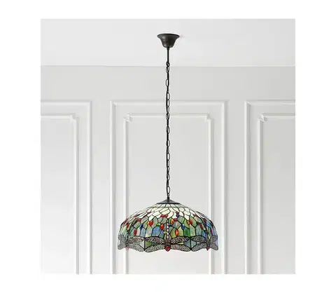 Svietidlá Endon 66148 - Luster na reťazi Tiffany DRAGONFLY 3xE27/60W/230V pr. 50 cm 66148