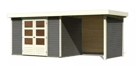 Drevené Drevený záhradný domček ASKOLA 4 s prístavkom 240 Lanitplast