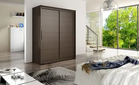 Šatníkové skrine ArtAdrk Šatníková skriňa DENVER DV02 | čokoládová 150 cm