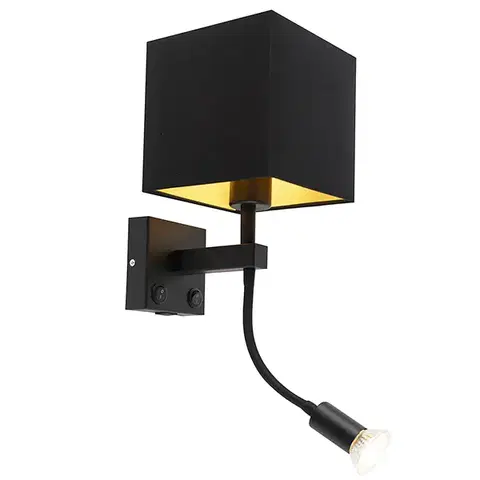 Lampy Inteligentná nástenná lampa čierna s USB vrátane Wifi A60 a GU10 - Zeno