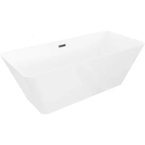 Vane MEXEN/S - Velo Slim voľne stojaca vaňa 170 x 75, biela, sifón a prepad čierna 52811707500-70