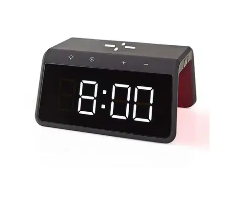 Predlžovacie káble  WCACQ30BK - Budík s LCD a bezdrôtovou nabíjačkou 15W/5V čierny WCACQ30BK
