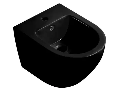 Doplnky do kúpeľne CERANO - Bidet závesný Cesso - čierna lesklá - 49x36 CER-417398