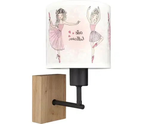 Svietidlá BRILAGI - Nástenné svietidlo BOBO WOOD 1xE27/25W/230V dub/čierna/biela/ružová/balerínky BG1561+BG5591