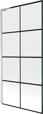 Sprchové dvere MEXEN/S - Next L vaňová zástena FIX 90 x 150, čierna vzor, nikel kartáčovaná 895-090-000-03-77-97
