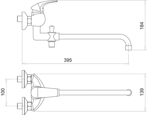 Kúpeľňové batérie NOVASERVIS - Paneláková batéria bez príslušenstva 100 mm Metalia 57 chróm 57037/1,0