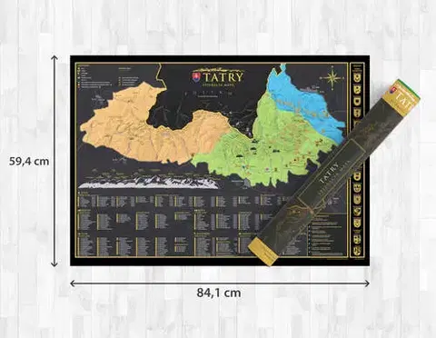 Slovensko a Česká republika Stieracia mapa Tatier v darčekovom tubuse - Kolektív autorov