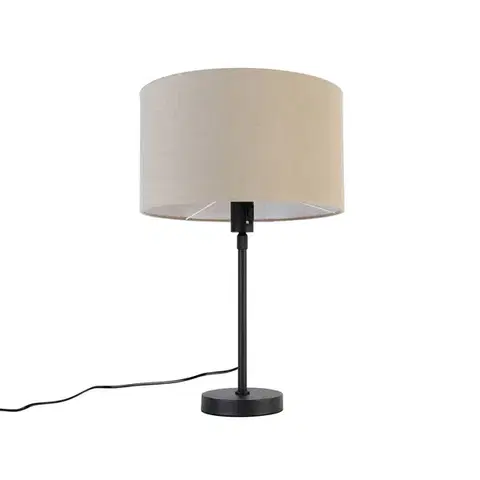 Stolné lampy Stolná lampa čierna nastaviteľná s tienidlom svetlohnedá 35 cm - Parte