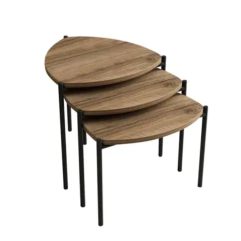 Konferenčné stolíky Odkladací stolík Lenny Walnut, 3 ks