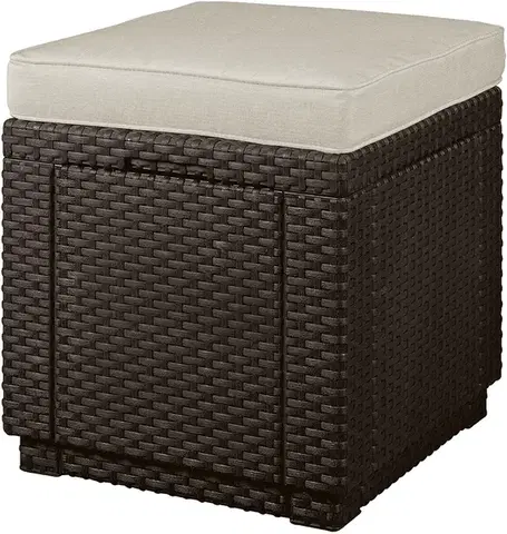 Záhradné stoličky KETER Taburetka STOOL CUBE | hnedá