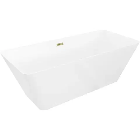 Vane MEXEN/S - Velo Slim voľne stojaca vaňa 170 x 75, biela, sifón a prepad zlatá 52811707500-50