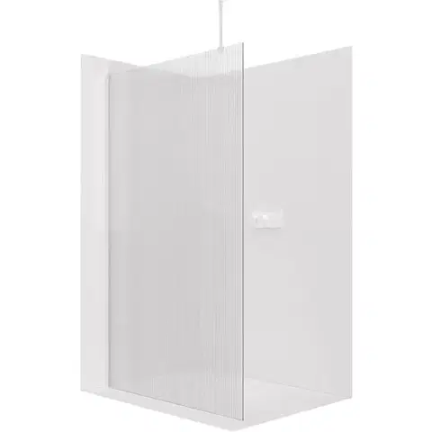 Sprchovacie kúty CERANO - Sprchová zástěna Walk-in Onyx Top Round L/P - 8 mm - kulatá vzpěra - bílá matná, rýhované sklo - 160x200  CER-8050BD1563