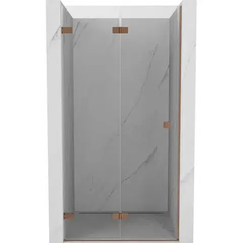Sprchovacie kúty MEXEN/S - Lunar-F skladacie sprchové dvere ľavé 80, transparent, meď kartáčovaná 836-080-000-65-00-L