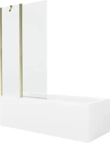 Sprchové dvere MEXEN/S - Cubik obdĺžniková vaňa 170 x 70 cm s panelom + vaňová zástena 100, transparent, zlatá 550317070X9410115000