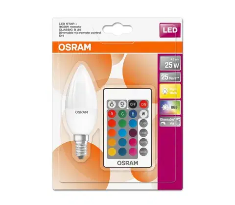 LED osvetlenie LED RGBW Stmievateľná žiarovka STAR E14/4,5W/230V 2700K + DO – Osram 4058075430778