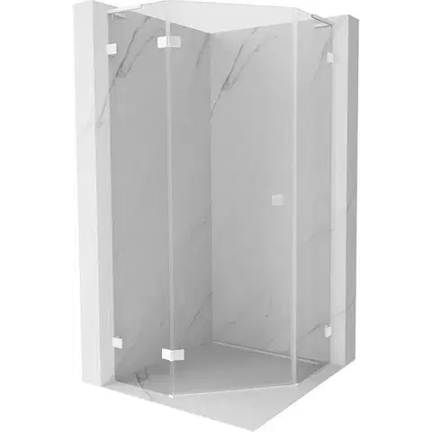 Sprchovacie kúty MEXEN/S - Lunar L sprchový kút päťboký krídlový ľavá 100 x 100, transparent, biela 831L-100L-100P-20-00-L