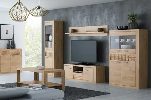 Obývacie steny RANDER rustikálna obývacia zostava, mriežka (5+12+11+4)