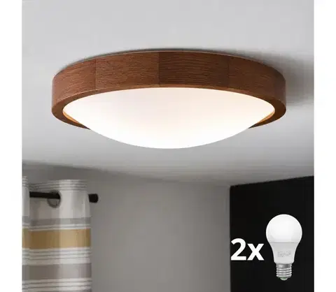 Svietidlá BRILAGI - LED stropné svietidlo CARVALHO SLIM 2xE27/15W/230V dub čerešňa pr. 37 cm 8590828607144