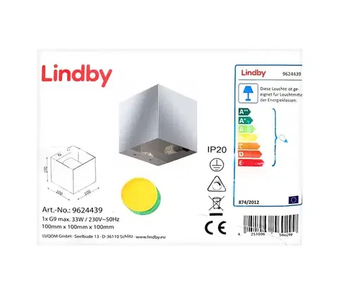 Svietidlá Lindby - Nástenné svietidlo NEHLE 1xG9/33W/230V 4251096560299