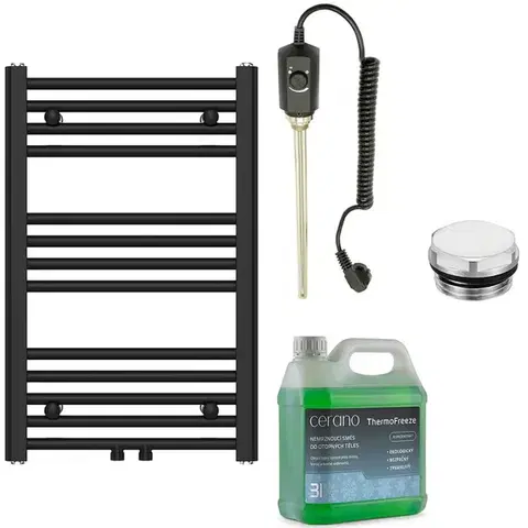 Doplnky do kúpeľne CERANO - Kúpeľňový elektrický radiátorový set Benito - 300W - čierna matná - 700x450 mm CER-606621