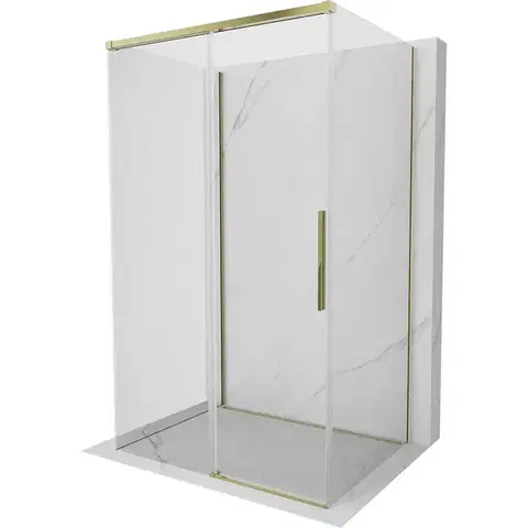 Sprchovacie kúty MEXEN/S - Rox-3S sprchovací kút 3 stenný, posuvný 135 x 95, transparent, zlato 8C2-135-095-50-00-3S