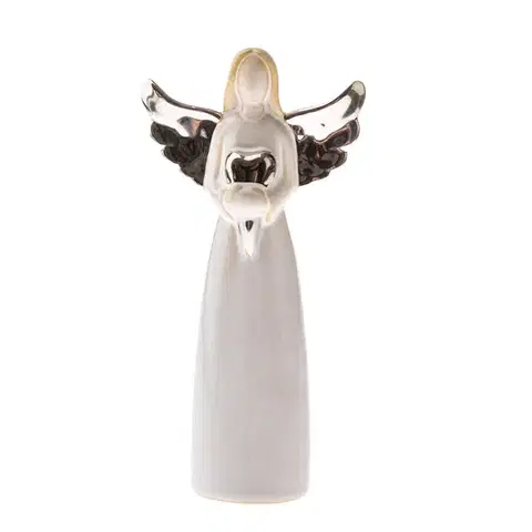 Vianočné dekorácie Anjel so srdcom 21 cm, porcelán