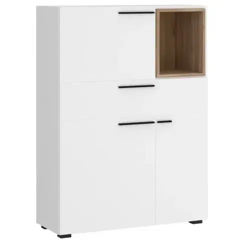 Komody do spálne Komoda Marlow MRLK01 3D1S biela alpská/dub honey castello