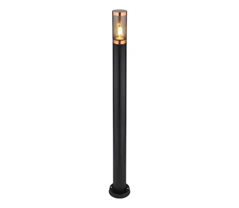 Záhradné lampy Globo 3159BC - Vonkajšia lampa BOSTON 1xE27/23W/230V IP44 110 cm čierna/meď 3159BC
