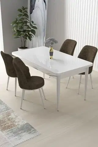 Jedálenské sety Dining Table & Chairs Set (5 Pieces) Nil - White, Brown