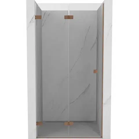 Sprchovacie kúty MEXEN/S - Lunar-F skladacie sprchové dvere ľavé 65, transparent, meď kartáčovaná 836-065-000-65-00-L