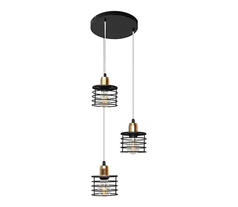 Svietidlá  Luster na lanku EDISON 3xE27/15W/230V W-KD 1366/3 BK+BR