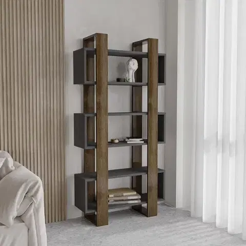 Knižnice Knižnica Milano - Walnut, Anthracite