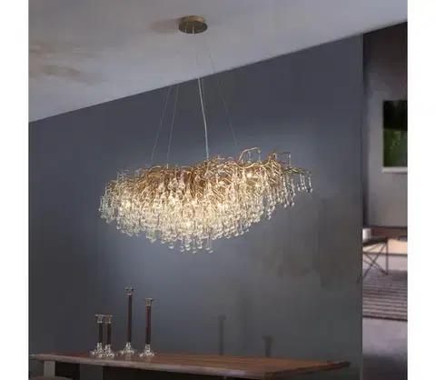Svietidlá Paul Neuhaus 2031-11 - Luster na lanku ICICLE 15xG9/40W/230V 75x150 cm mosadz 2031-11