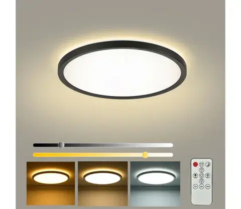 Svietidlá BRILAGI - stmievateľné LED svietidlo ULTRA SLIM LED/18W/230V pr. 30 cm čierne + diaľkové ovládanie BRI221