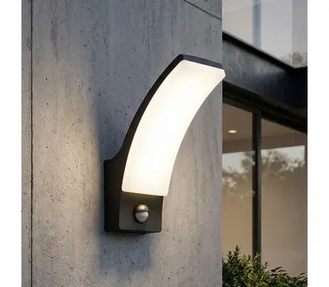 LED osvetlenie BRILAGI - LED Vonkajšie nástenné svietidlo ARCELO LED/12W/230V IP65 čierna BRZGDPW055-CR/PIR