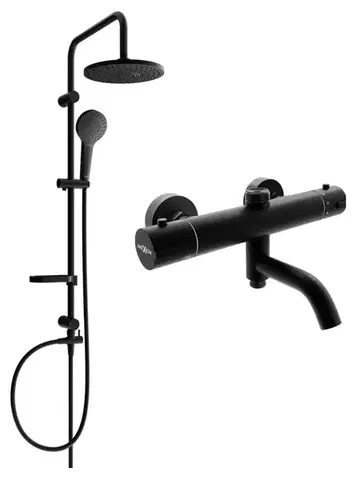 Sprchy a sprchové panely MEXEN/S - Erik sprchový stĺp vrátane sprchovej termostatickej batérie Kai, čierna 77900205-70