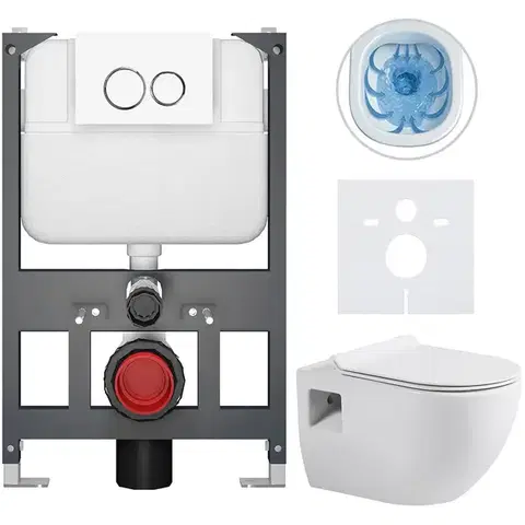 Záchody CERANO - Kompletný WC set Basic/Dure - biela lesklá - WC tlačidlo Dualo/Biela - závesné - nízky modul - predstenová inštalácia - 51x35 CER-8050BD85916