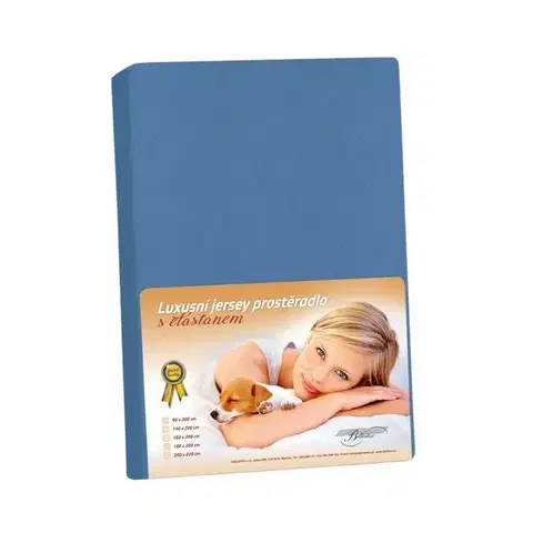 Plachty Bellatex Jersey prestieradlo s elastanom tmavomodrá, 140 x 200 cm
