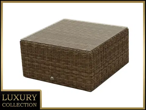 Stolčeky DEOKORK Ratanové stolík/taburet 73 x 73 cm BORNEO LUXURY (hnedá)