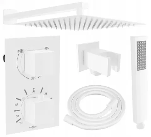 Kúpeľňové batérie MEXEN/S MEXEN/S - Cube DR02 podomietkový sprchový SET + slim sprcha 25, biela 77502DR0225-20