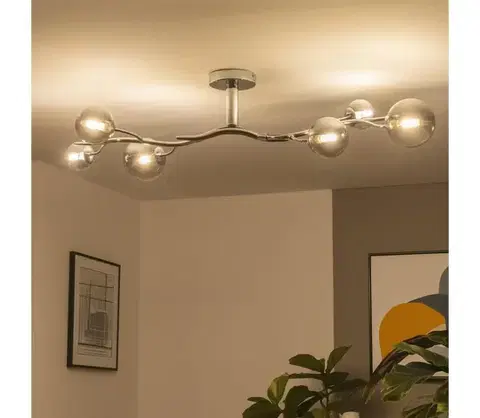 Svietidlá BRILAGI - LED Prisadený luster MISTEL 6xG9/3W/230V čierny chróm/dymové 3009-6CS