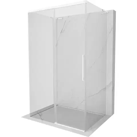 Sprchovacie kúty MEXEN/S - Rox-3S L sprchový kút 3 stenný, posuvný 155 x 80, transparent, biela 8C2L-155-080-20-00-3S