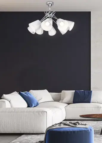 Stropná svetla Chrómová stropná lampa, nastaviteľná, 8 Vox
