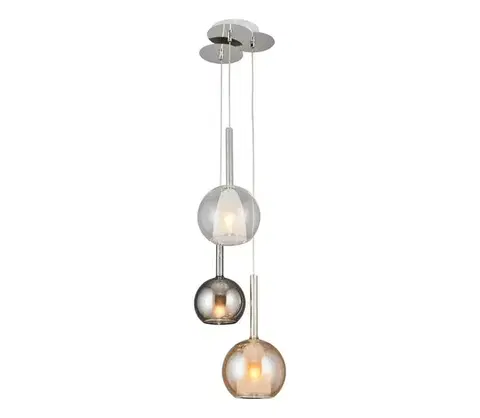 Svietidlá  Luster na lanku MUSCAT 3xE14/40W/230V dymový/zlatý/priehľadný 414LRC1298