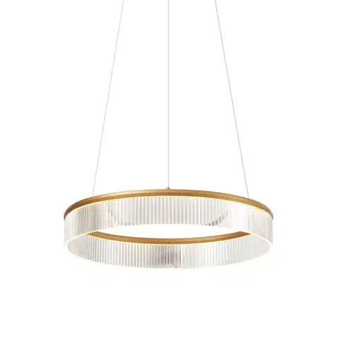 Závesné svietidlá Moderné závesné svietidlo mosadzné 59cm vrátane LED s 3-stupňovým stmievaním - Anello Chandelier