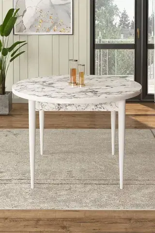 Jedálenské stoly Jedálenský stôl Rox - White Marble, White