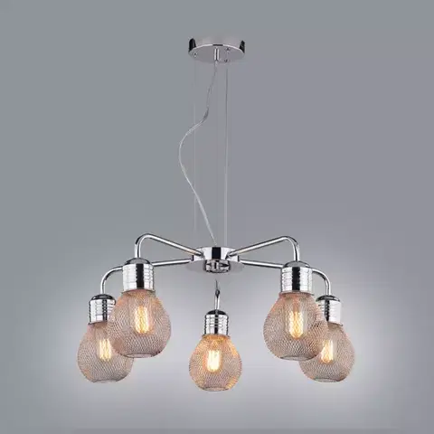 Moderné lampy do obývačky Gliva Závesné svietidlo 5x60w E27 Chróm (bez žiaroviek)